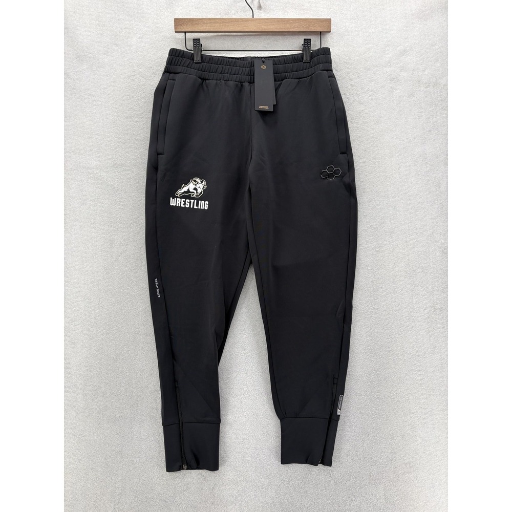 RUDIS COOL-FEEL Joggers Mens Medium Black Wrestling Athletic Zip Hem Workout Gym